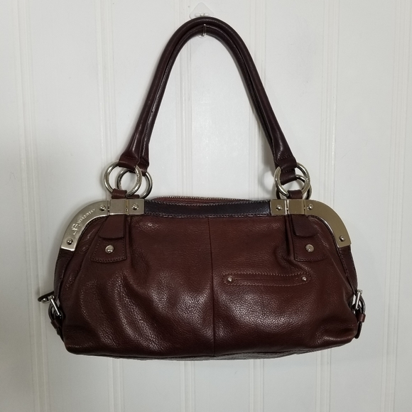 B. Makowsky Handbag Womens Brown Leather Satchel Shoulder Bag Purse Double Strap - Picture 5 of 16